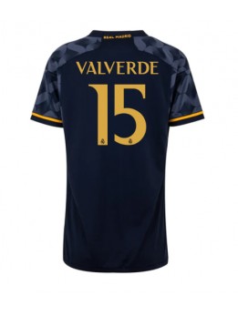 Billige Real Madrid Federico Valverde #15 Bortedrakt Dame 2023-24 Kortermet